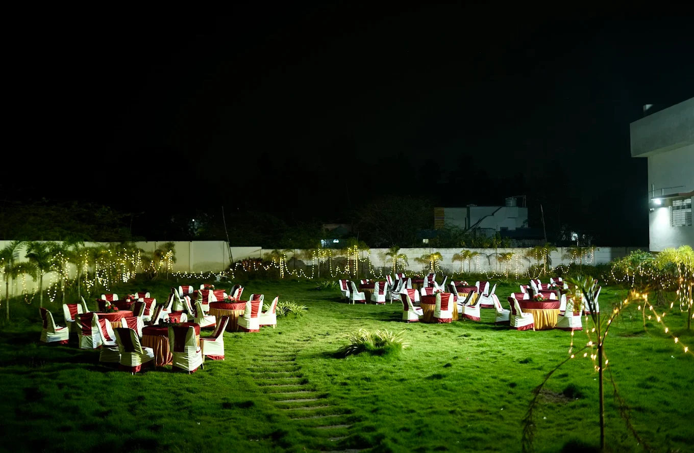 bride and groom dancing in decorated wedding venue